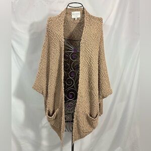 Hayden Los Angeles brown boucle open front cardigan size M/L